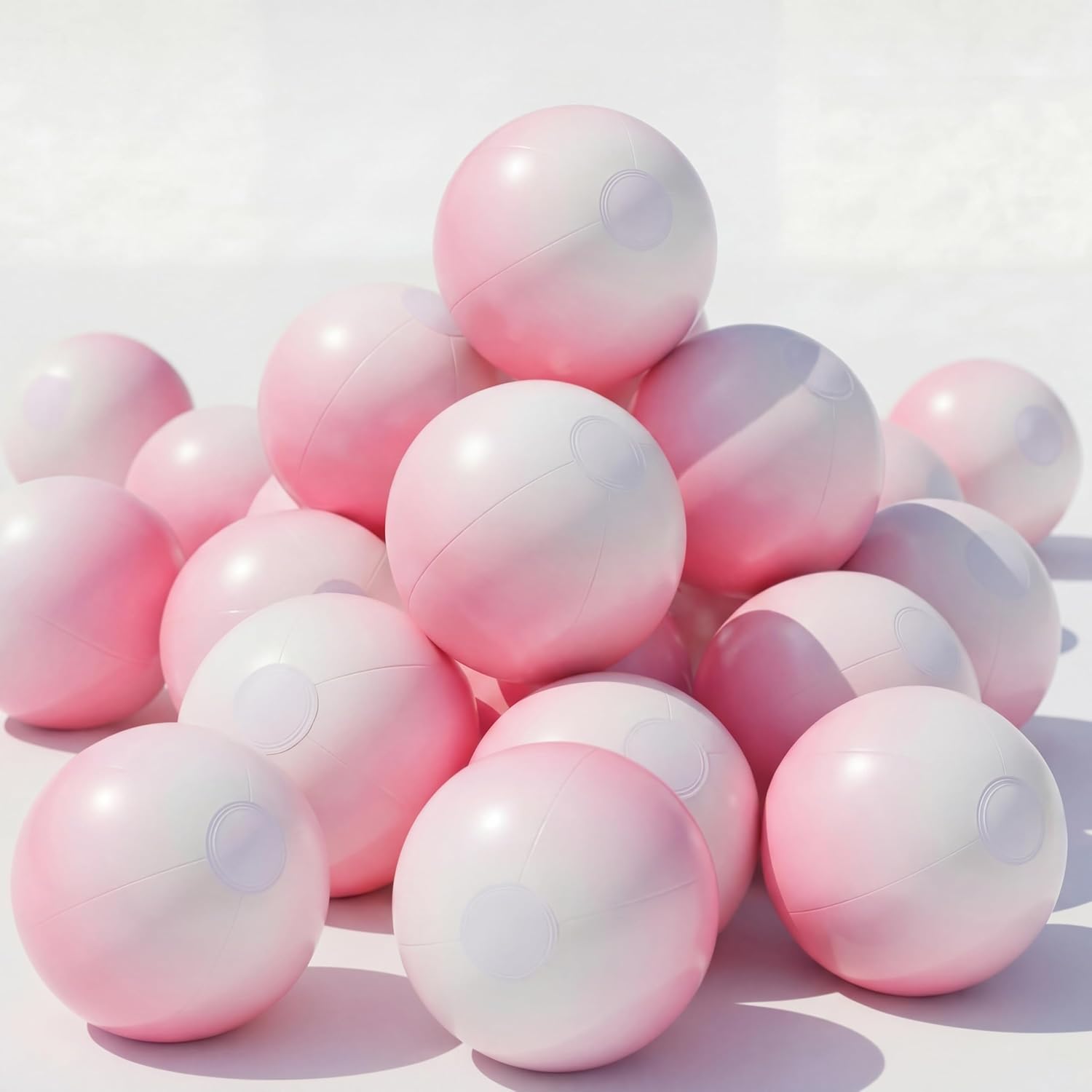 24 Pcs Pink Inflatable Beach Balls Bulk for Kids Large Blow up Beach Ball Pastel Pool Toys for Summer Swimming Pool Games Party Supplies Luau Birthday Decor (12.5 Inch)