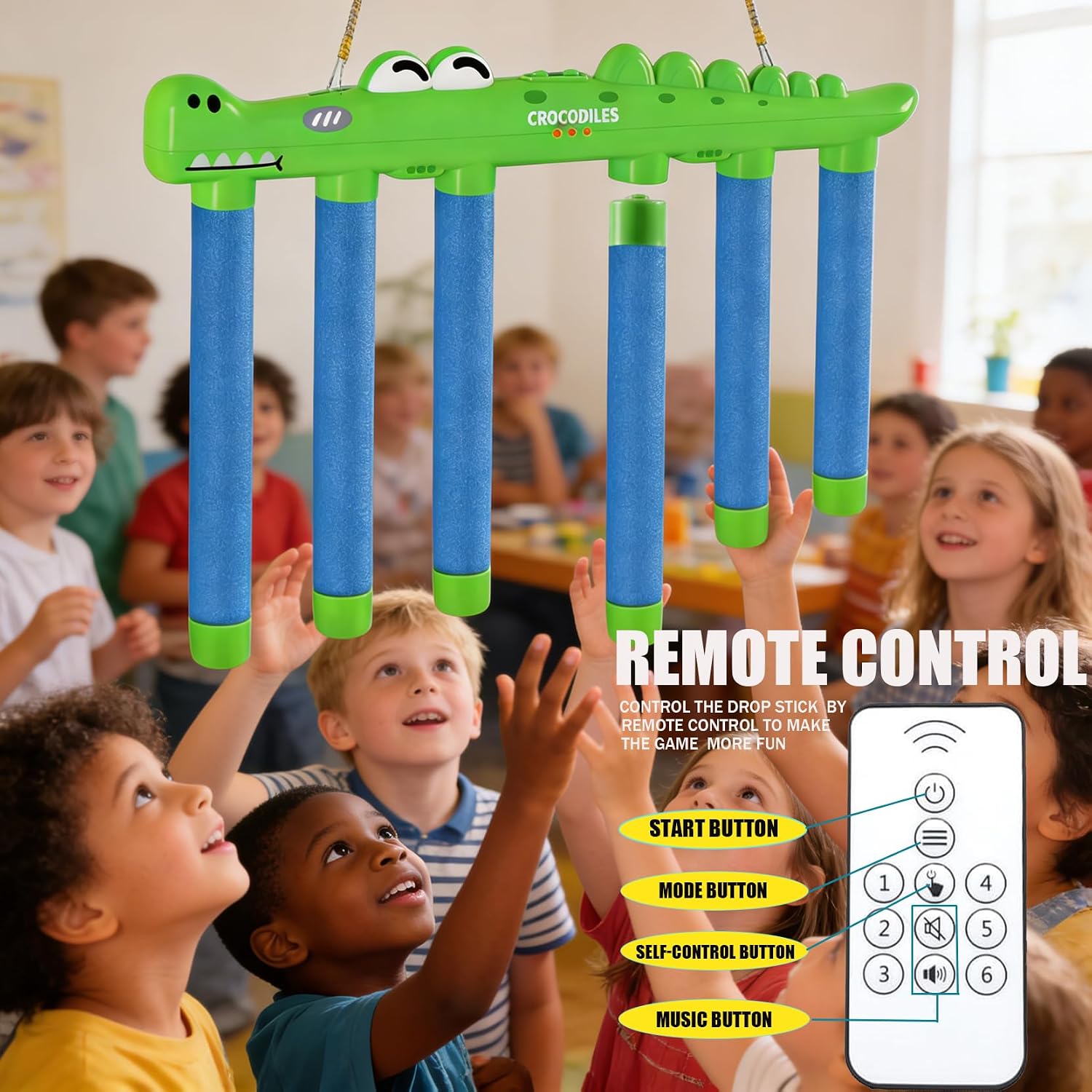 Reflex Drop Sticks Challenge Game Hand Eye Coordination Training Toy | Hand Speed Reaction Challenge Game 3 Speeds Adjustable Rechargeable with Remote Control Music&Voice Prompt for Kids Adults