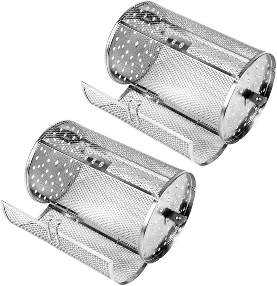 DOITOOL 2pcs Stainless Steel Rotary Grill Deep Fry Basket Mini Oven Airfryer