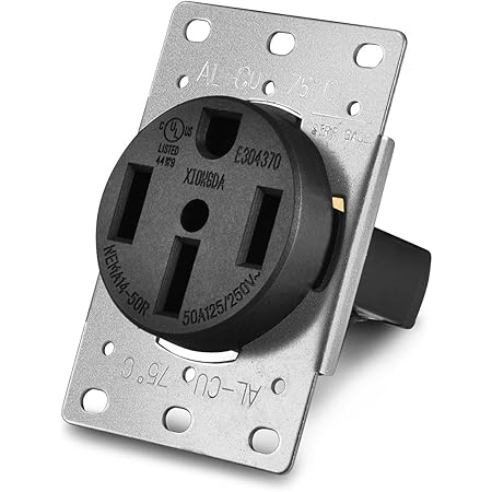Aweking UL Listed 50 Amp 50A Power Receptacle Outlet NEMA 14-50R,Industrial Power,125 Volt,250 Volt,nema 14-50r Receptacle,Straight Blade,Flush Mounti