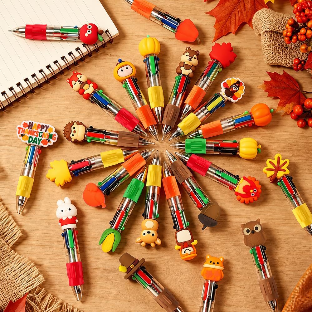 48PCS Thanksgiving Fun Pens Cute Autumn 4-in-1 Multicolor Gift Pens Bulk image 5