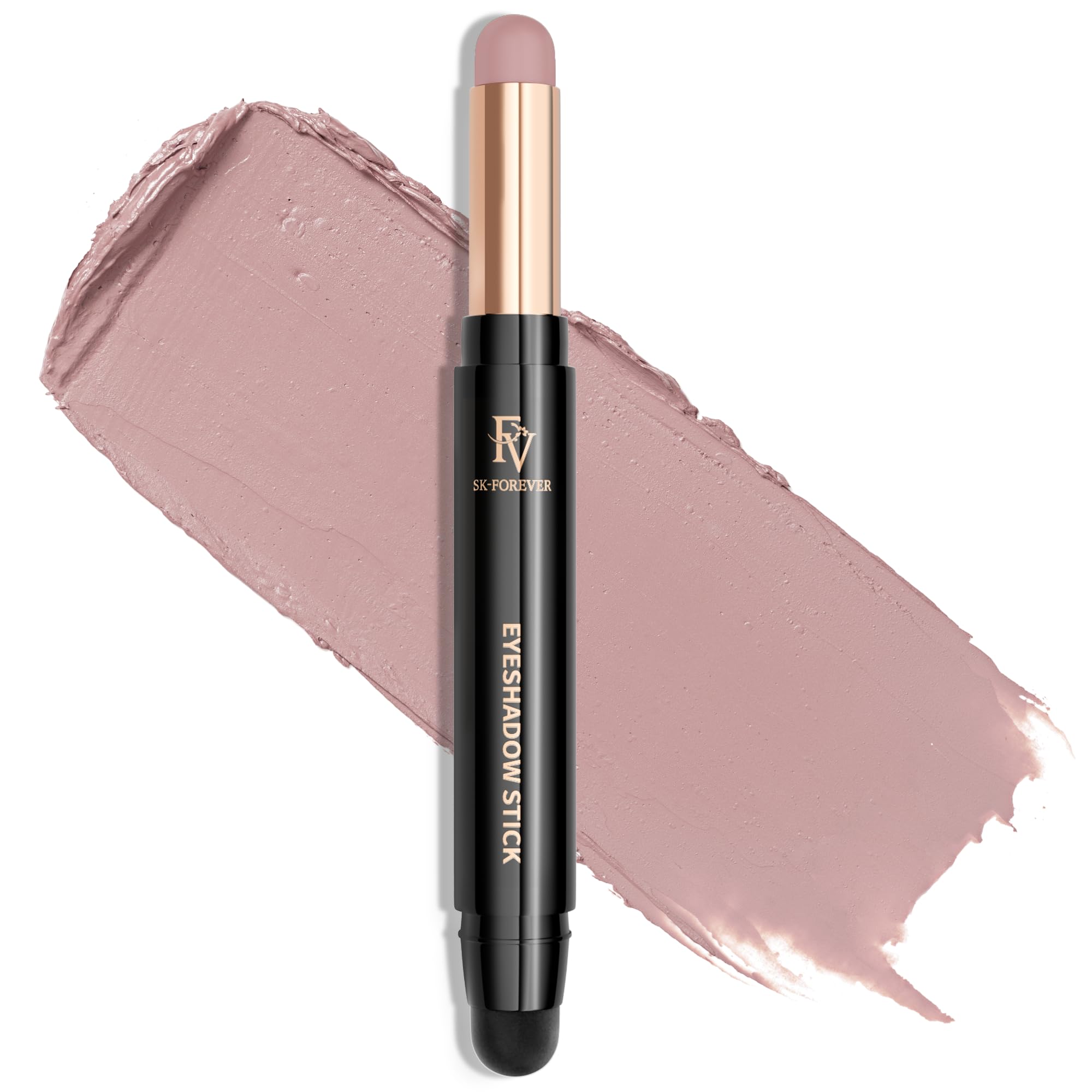 Long Lasting Cream Eyeshadow Stick, Waterproof & High Pigmented Eye Shadow Sticks Duo with Blending Brush, Crease-Proof & Natural Finish Eyeshadow Pencil, Rose Matte