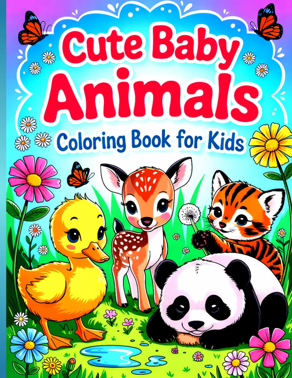 Cute Baby Animals Coloring Book for Kids: 55 funny images (Set of coloring books “The World of Animals” Series "Funny Baby Animals" for kids of any age)
