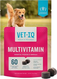 VetIQ Dog Multivitamin Chews - Hickory Smoke Flavor Supports Brain, Immune & Digestive Health, Vet Recommended, USA Made, 60 Count