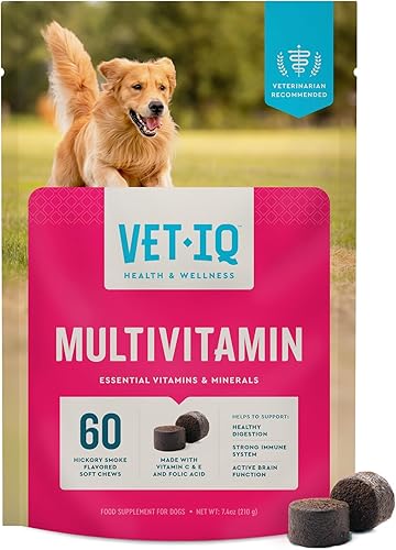 VetIQ Suplemento multivitamínico para perros, sabor a humo de nogal, 60 unidades