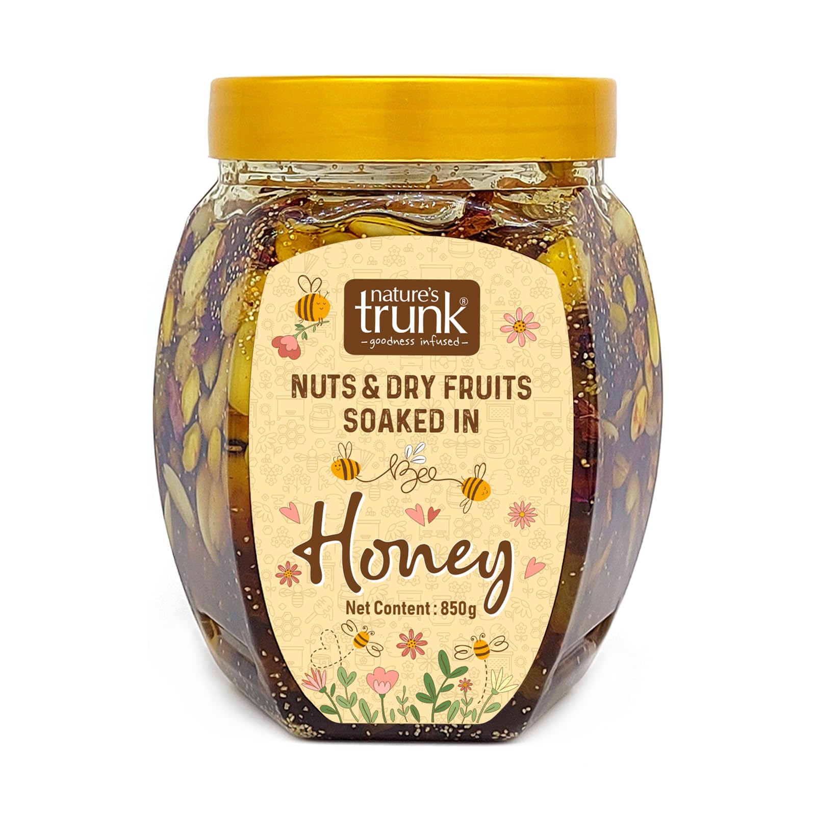 Natures Trunk Natural Honey with mix Dry Fruits & Nuts, No Added Sugar, Crunchy and Tasty Dry Fruits & Nuts Mixed with Pure Honey, Re-Usable Pet Bottle - 850G (0.85) (B0CCJ97K5Y) Amazon Price History, Amazon Price Tracker