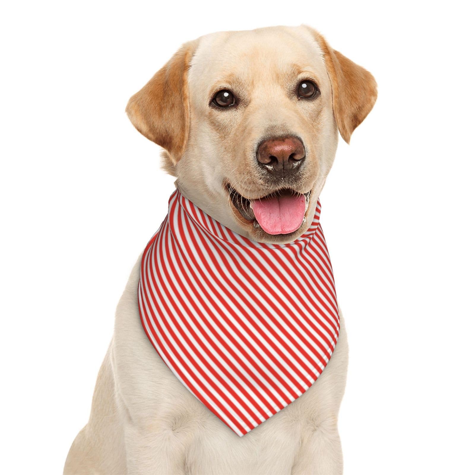 Red White Vertical Stripes Dog Bandana Scarf Triangle Bibs Pet Accessories Cat Kerchief