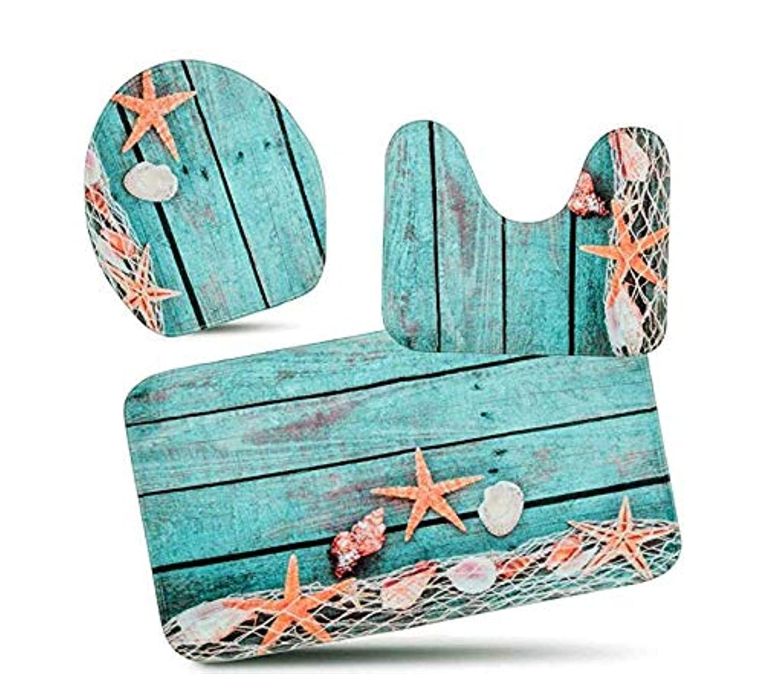 3 Pack Non-slip Indoor Outdoor Hello Doormat Inside Outside Front Door Mat Carpet Floor Bathroom Non-Slip Ocean Style Pedestal Rug and Lid Toilet Cover with Bath Mat for Home