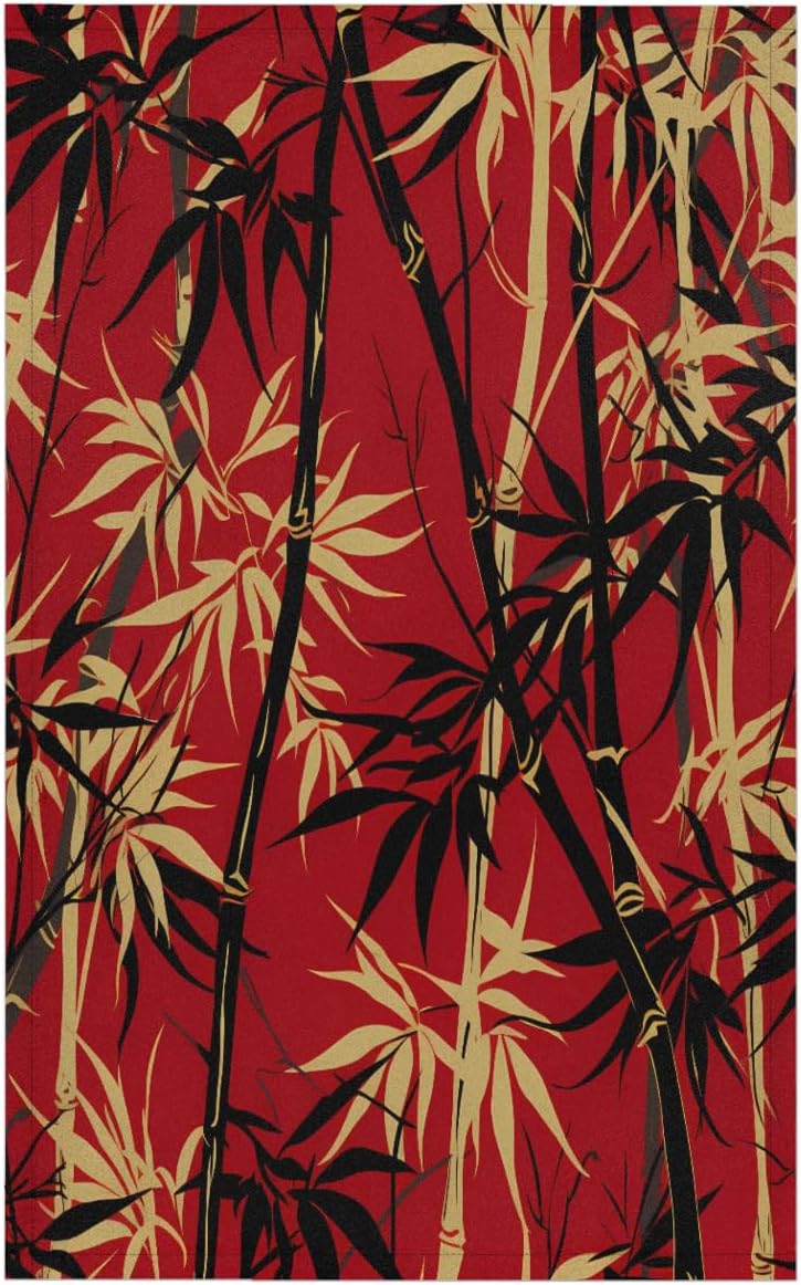 YPPAHHHH Black Golden Leaves Kitchen Towels Set of 2