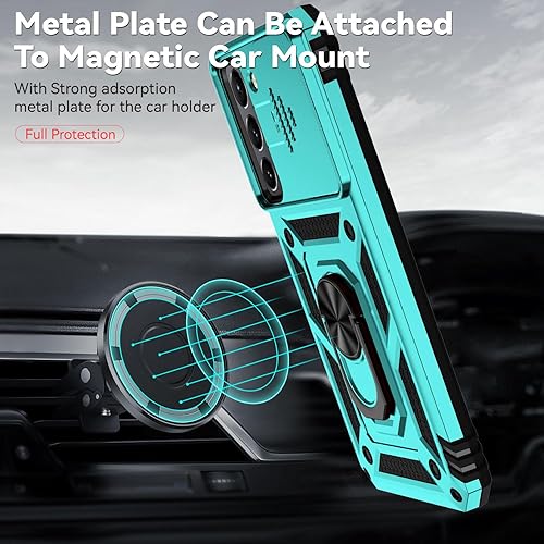 Miniatura 3 de Funda para Samsung Galaxy S22 con cubierta para lente de cámara, protector de pantalla HD, doble capa de grado militar a prueba de caídas, soporte