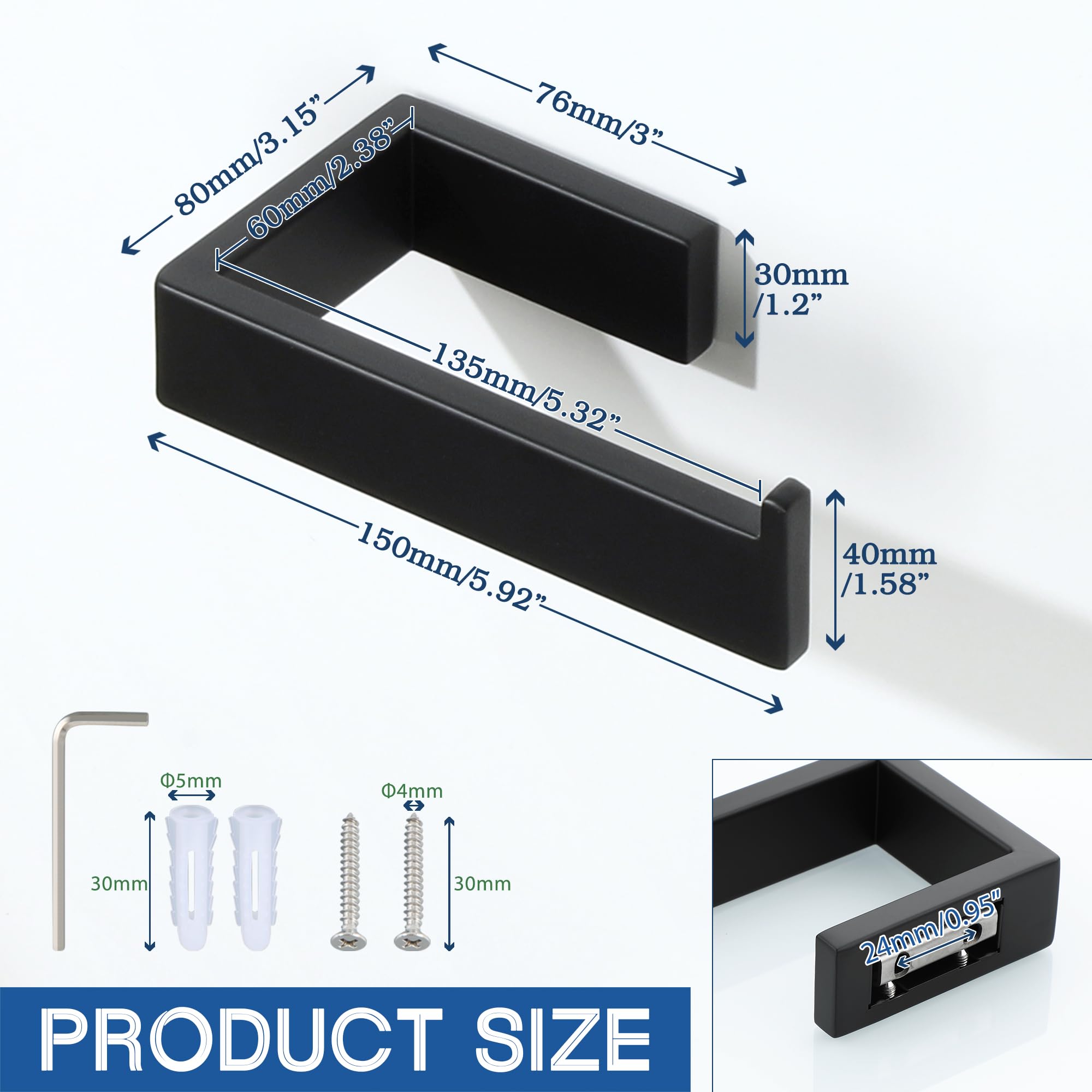 Matte Black Wall Mounted Toilet Paper Holder -9