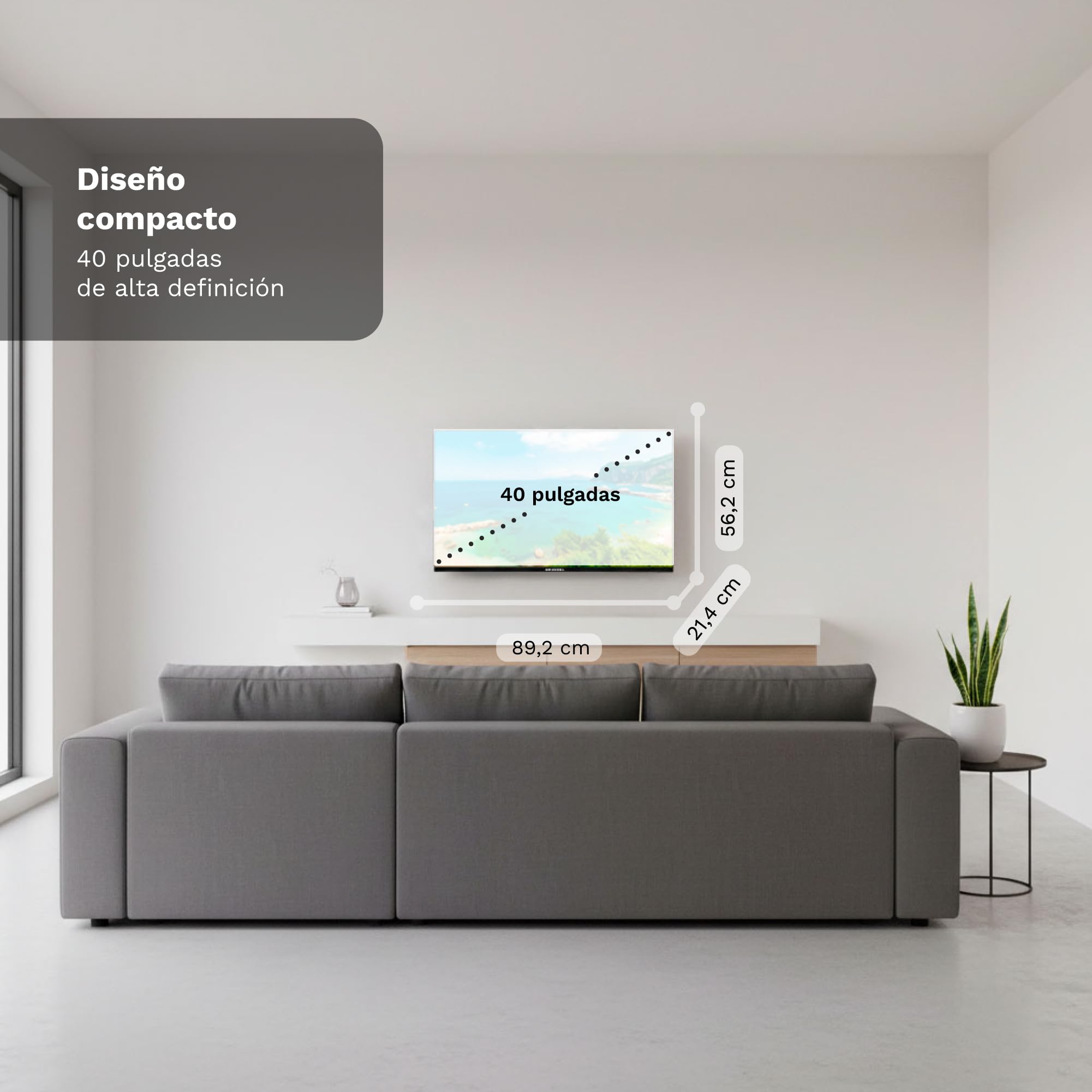 Grunkel QLED-4026VD Smart TV QLED 40” Full HD | Sistema VIDAA | TDT2 + Satélite HD | WiFi | USB Grabador | 3 HDMI | Sonido 20W