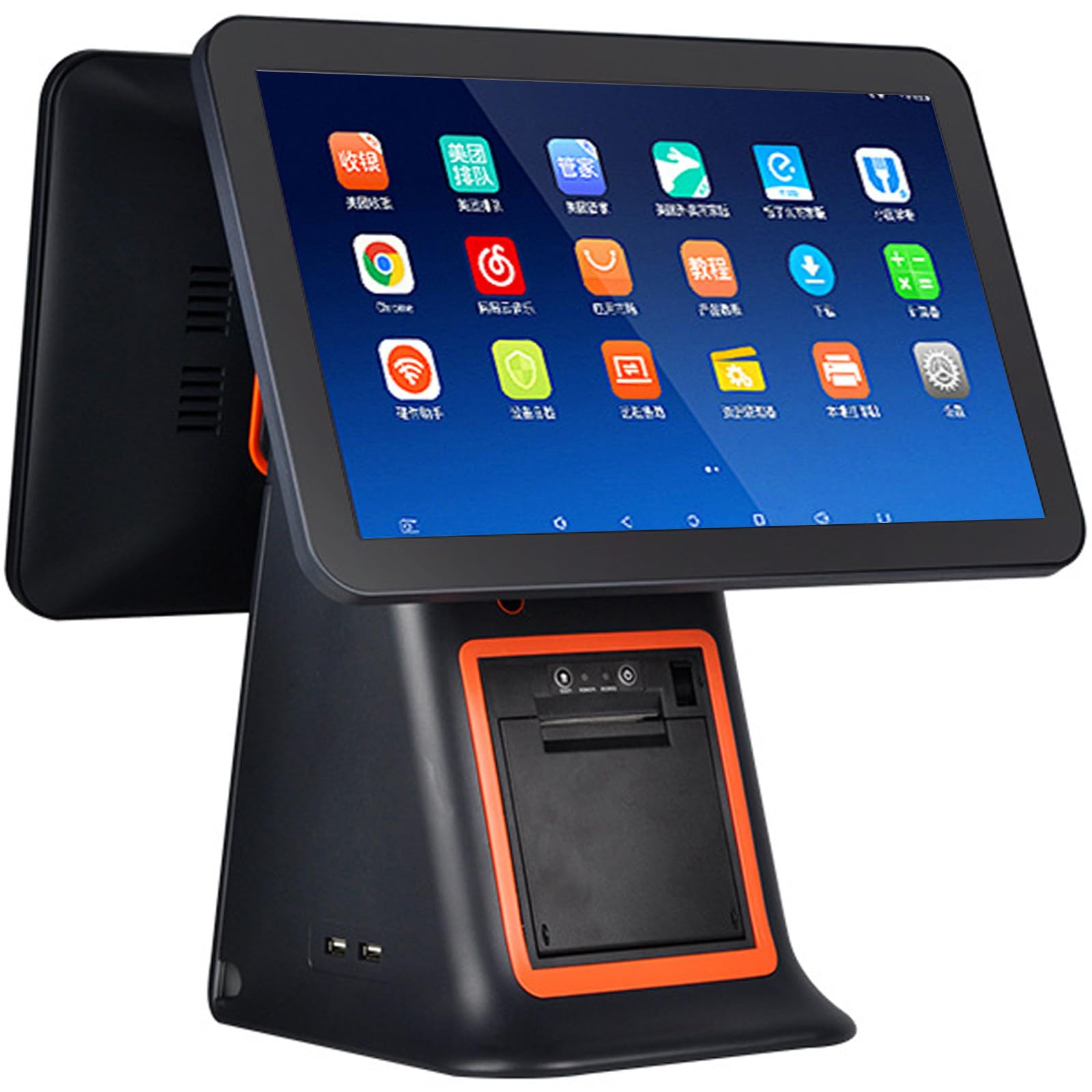 Terminal TPV para pequeñas Empresas, con Pantalla táctil de 15,6", Inteligente y Todo en uno, Impresora de Recibos integrada de 58 mm, Color Negro.