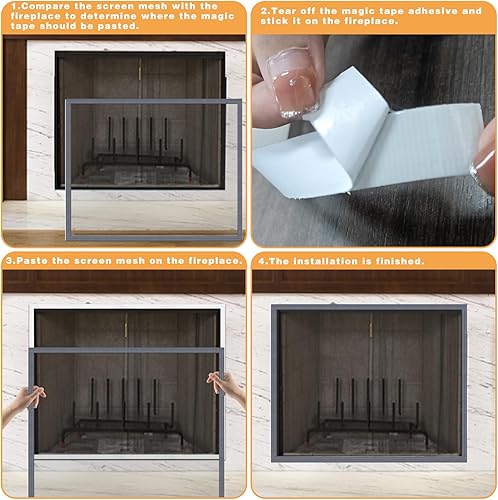 Miniatura 4 de Cubierta de malla para chimenea, cubierta magnética para chimenea a prueba de bebés, barrera a prueba de mascotas con cinta mágica, puerta de