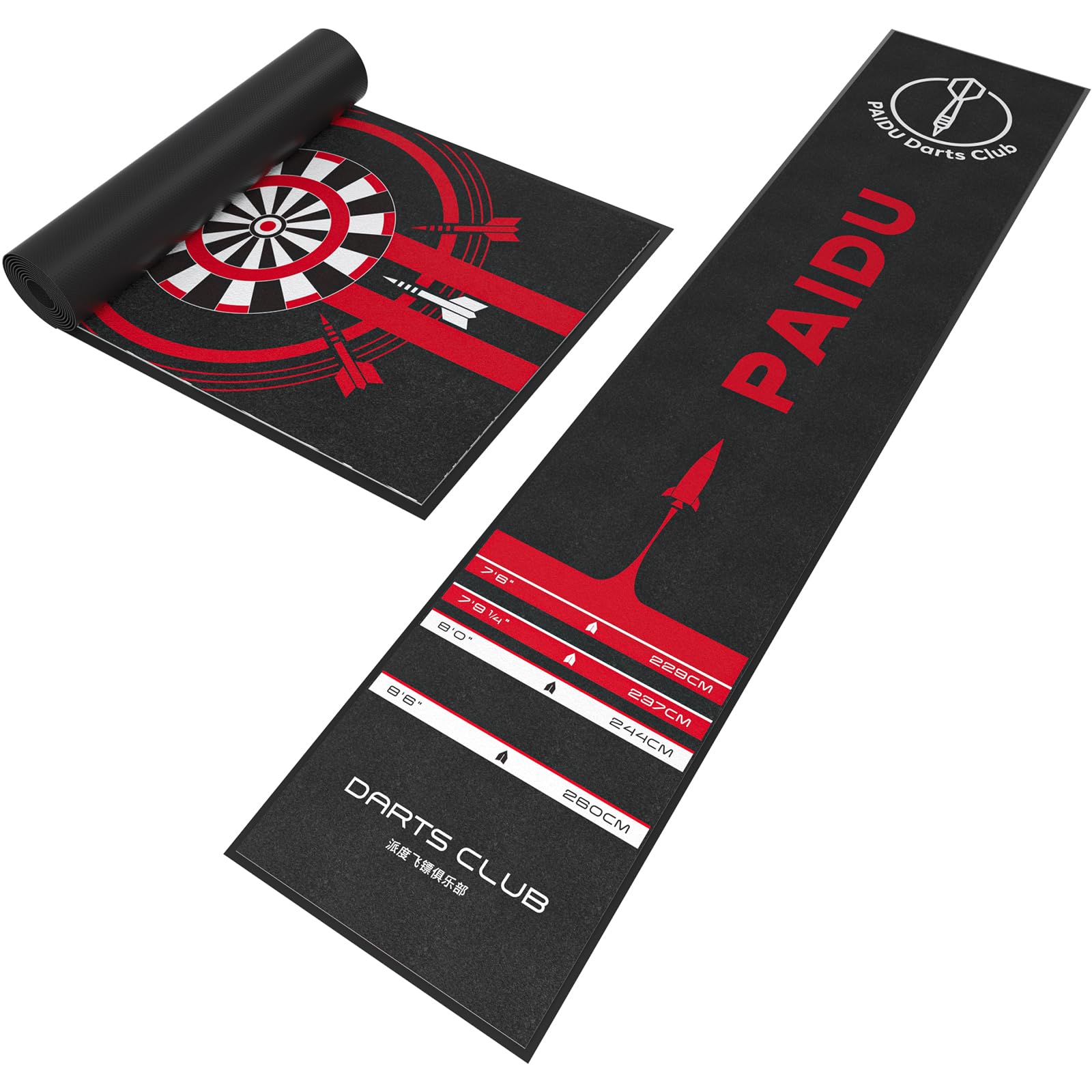PAIDU Dart Mat, 118"×24" Professional Rubber Dart Floor Mat (Black A)