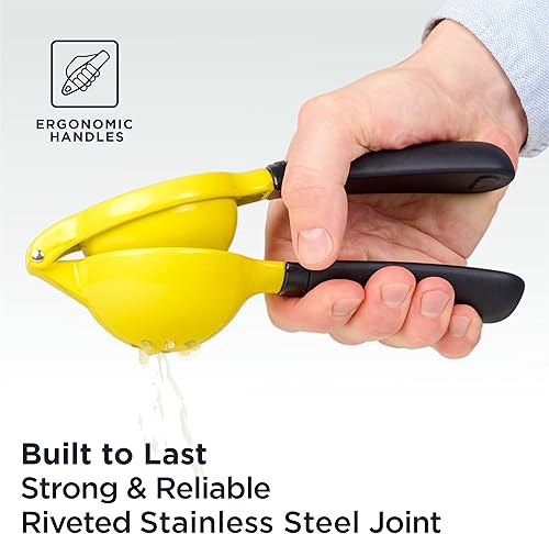 Miniatura 2 de Deiss Exprimidor de limón de metal resistente profesional  Exprimidor de mano de extracción de jugo máximo, exprimidor de cal fácil de limpiar,