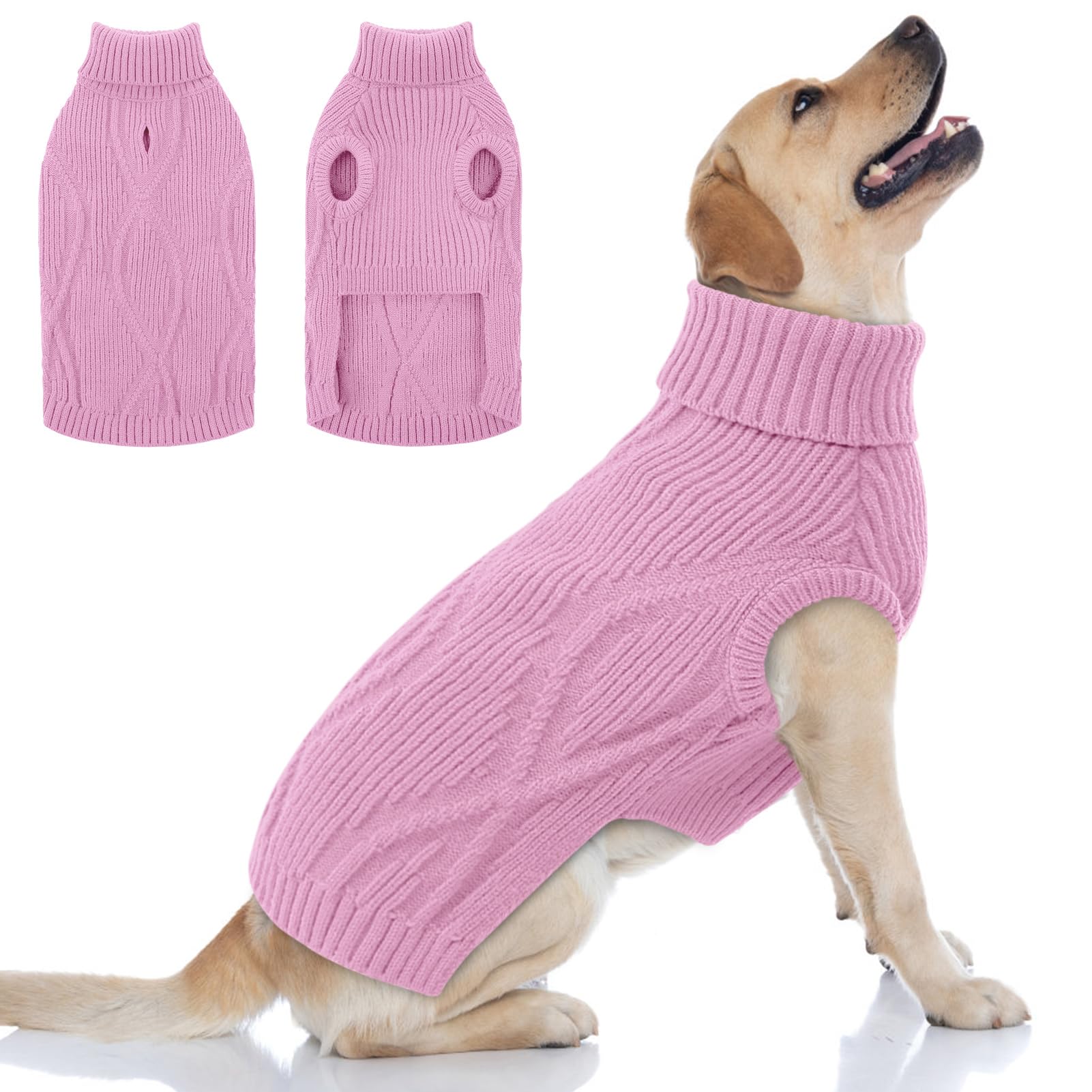 Queenmore Extra Large Dog Jumper | Stretchy Knitwear with Harness Hole | Labrador | Golden Retriever | Indoor & Outdoor (Pink, XXL)