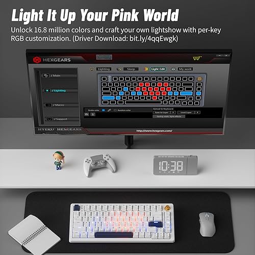 Miniatura 6 de Teclado mecánico inalámbrico con reposamuñecas, teclado personalizado intercambiable en caliente con perilla, retroiluminación RGB, interruptores