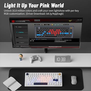 Wireless Mechanical Keyboard with Knob & Wrist Rest, Hot Swap Gasket Custom Structure, Creamy Pre-lubed Tactile Switches, RGB Backlit, Bluetooth/Type-C/2.4G Gaming Keyboard for Win/Mac (White)