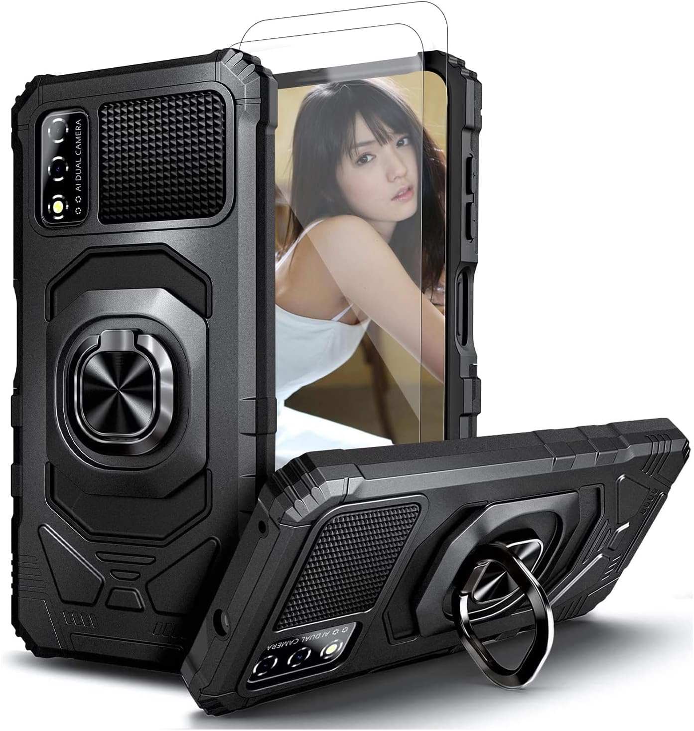 for TMobile Revvl V 2021 Case with 2 Pack Screen Protector Heavy Duty Shockproof