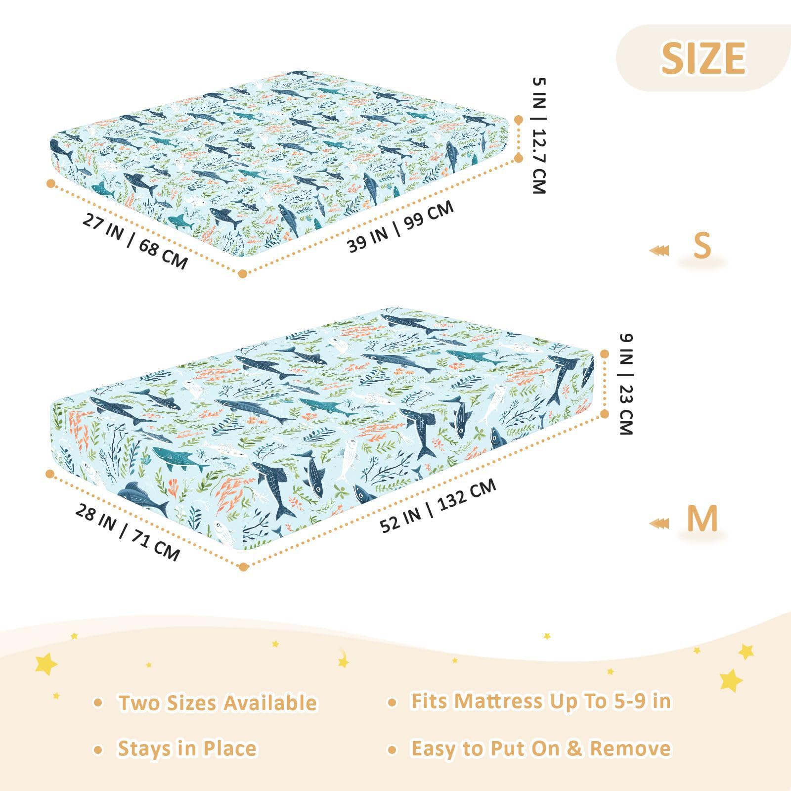 Spannbetttuch für Babybett, Motiv: Meeresalgen, für Jungen und Mädchen, weich, Standard-Matratze, 71,1 x 132,1 cm