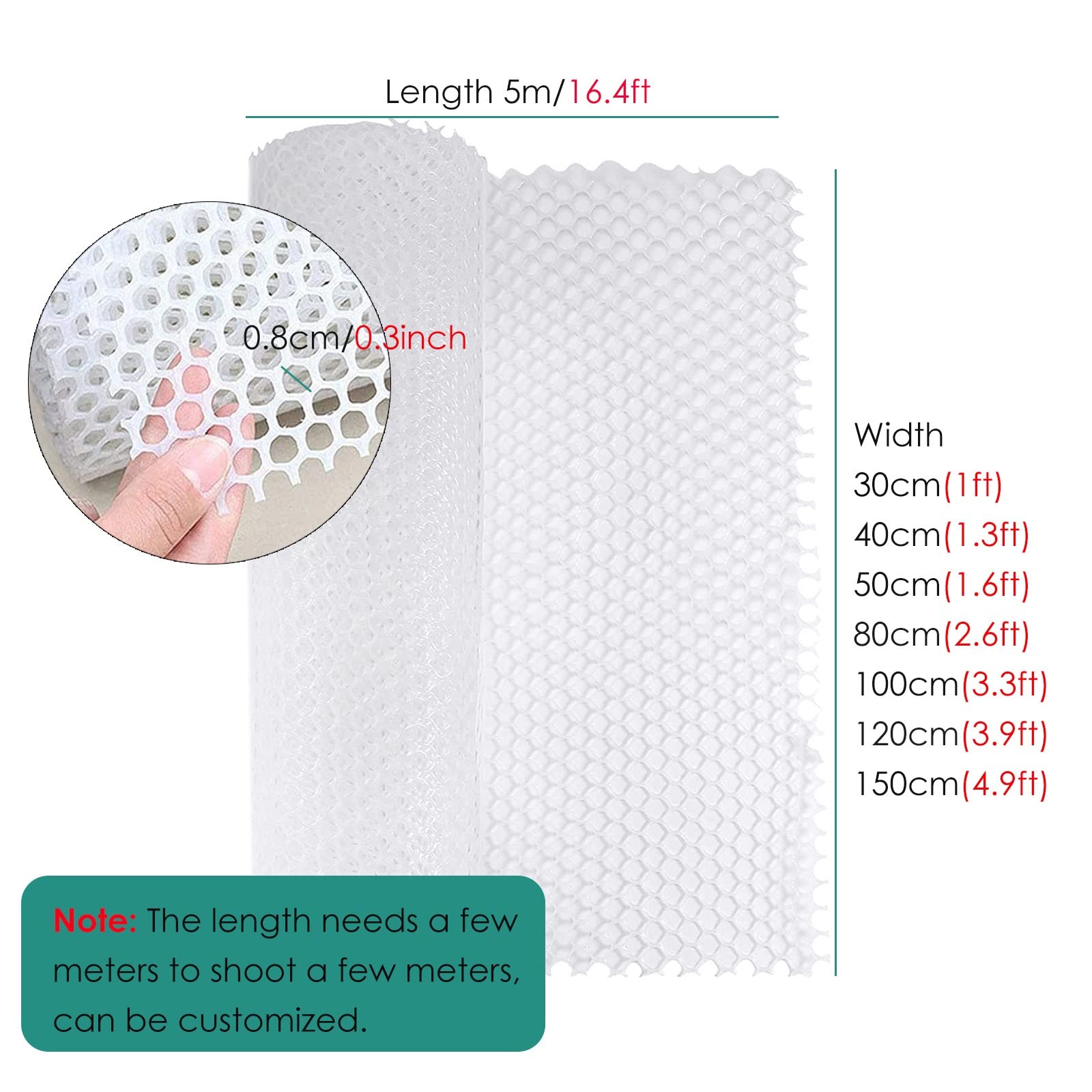 Rollo Malla Enrejado Valla Blanco Plástico Malla De Red Para Aves, Balcón Ligera Malla Protectora Malla Gallinero Malla Para Huerto, Cercado Para Mascotas, Conejos, Ciervos Y Gatos ( Color : Width 50c