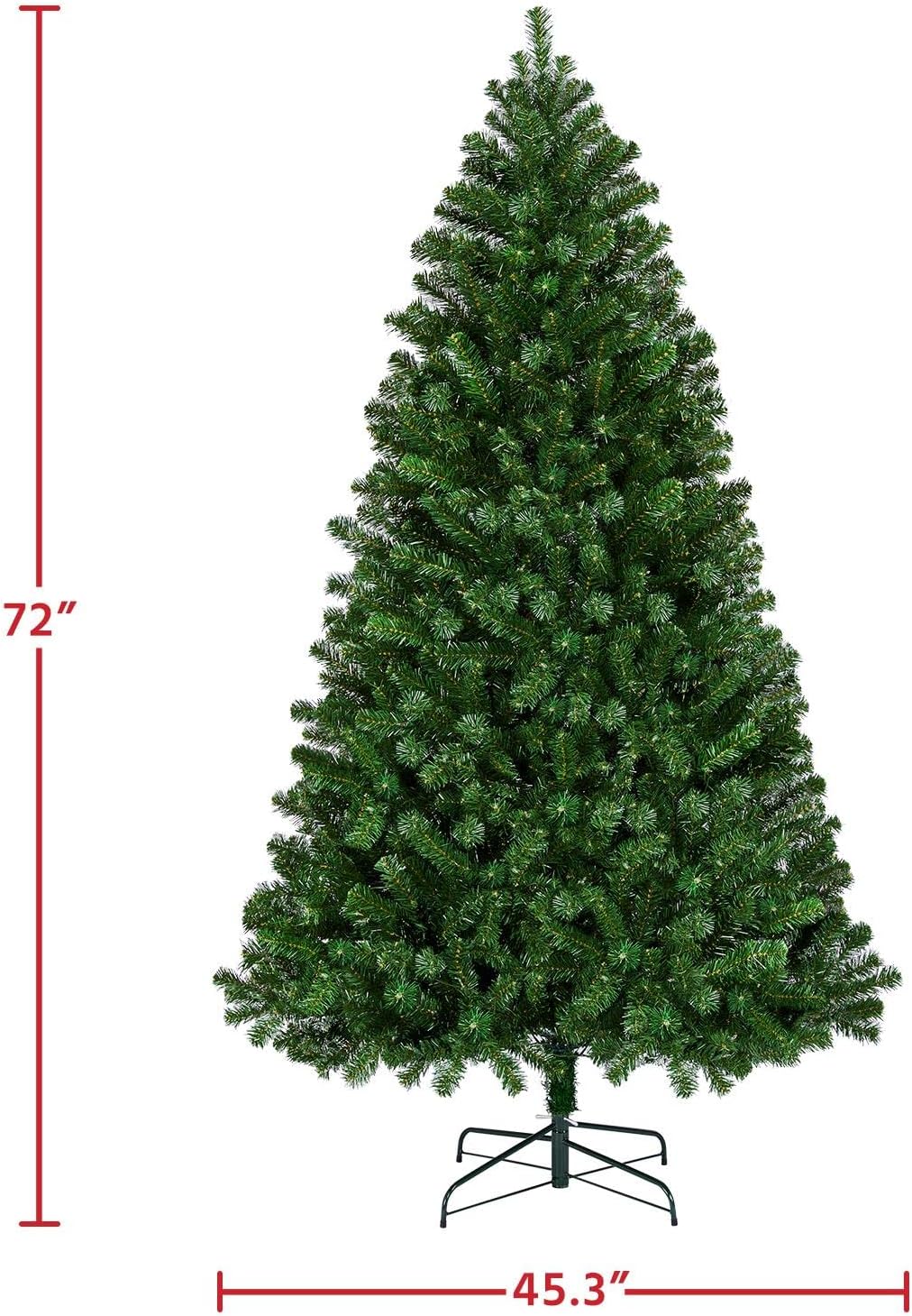 Yaheetech 6ft Pre-lit Spruce Artificial Hinged Christmas Pine Tree Prelighted Holiday Xmas Tree for Home Party Decoration with 300 Warm White Lights and 818 Branch Tips, Green