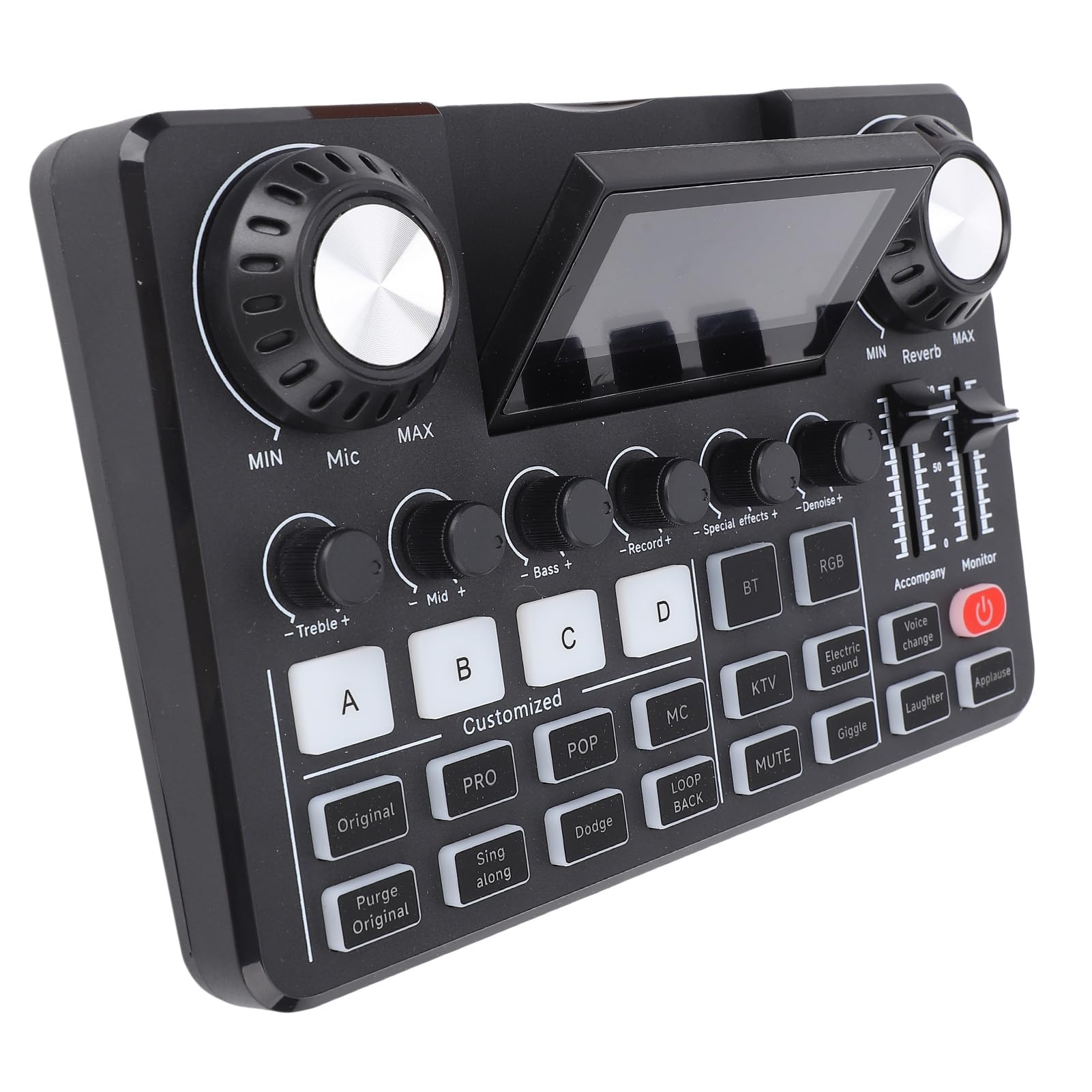 Scheda audio live, scheda mixer audio professionale con cambio voce, schermo LED regolabile, riverbero e luci RGB, mixer audio per streaming e podcasting