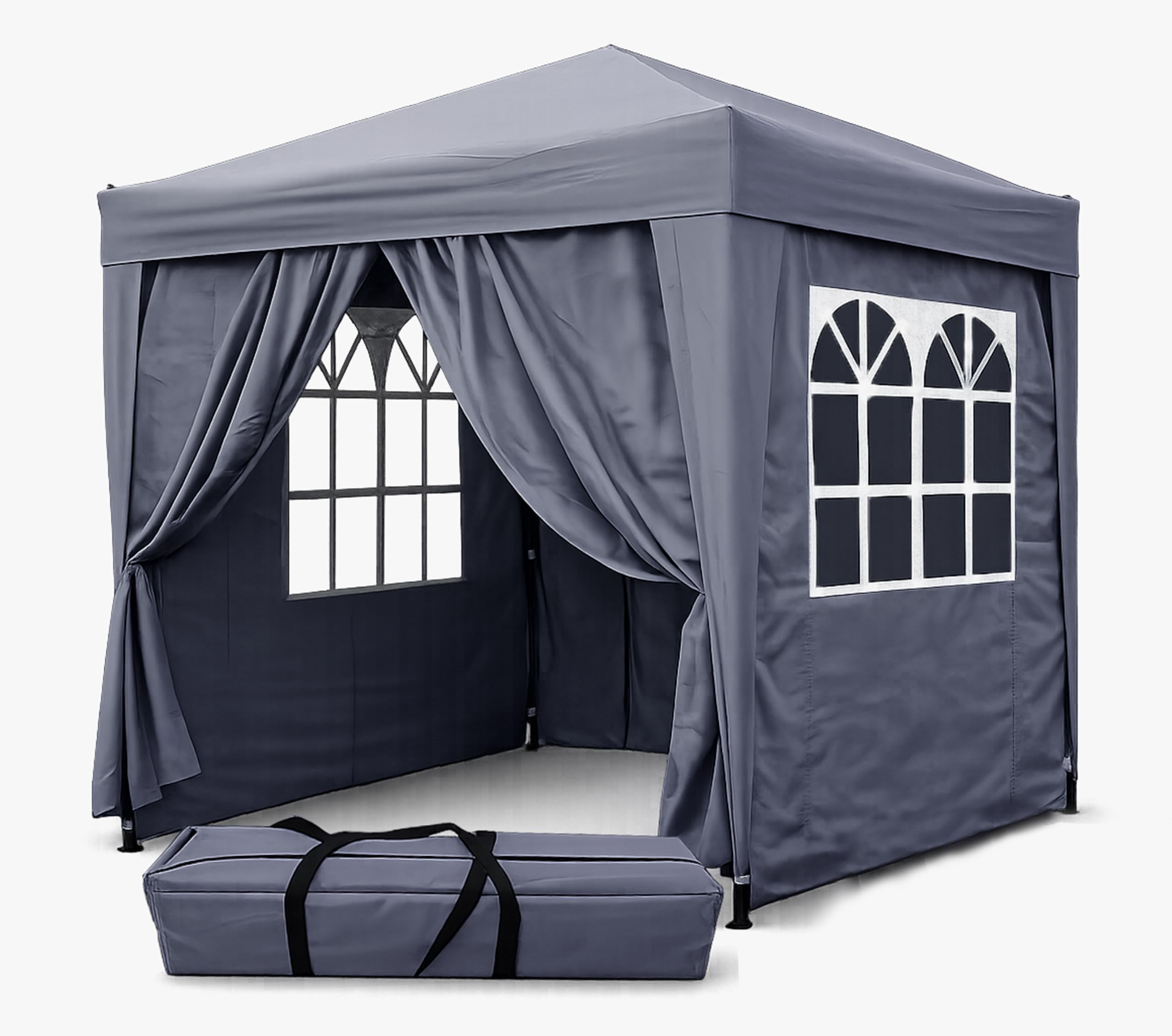 QUICK STAR Pawilon Pop-Up 2 x 2 m Smoky szary z 4 bocznymi ?ciankami na rzep Easy 2 z zamkiem b?yskawicznym