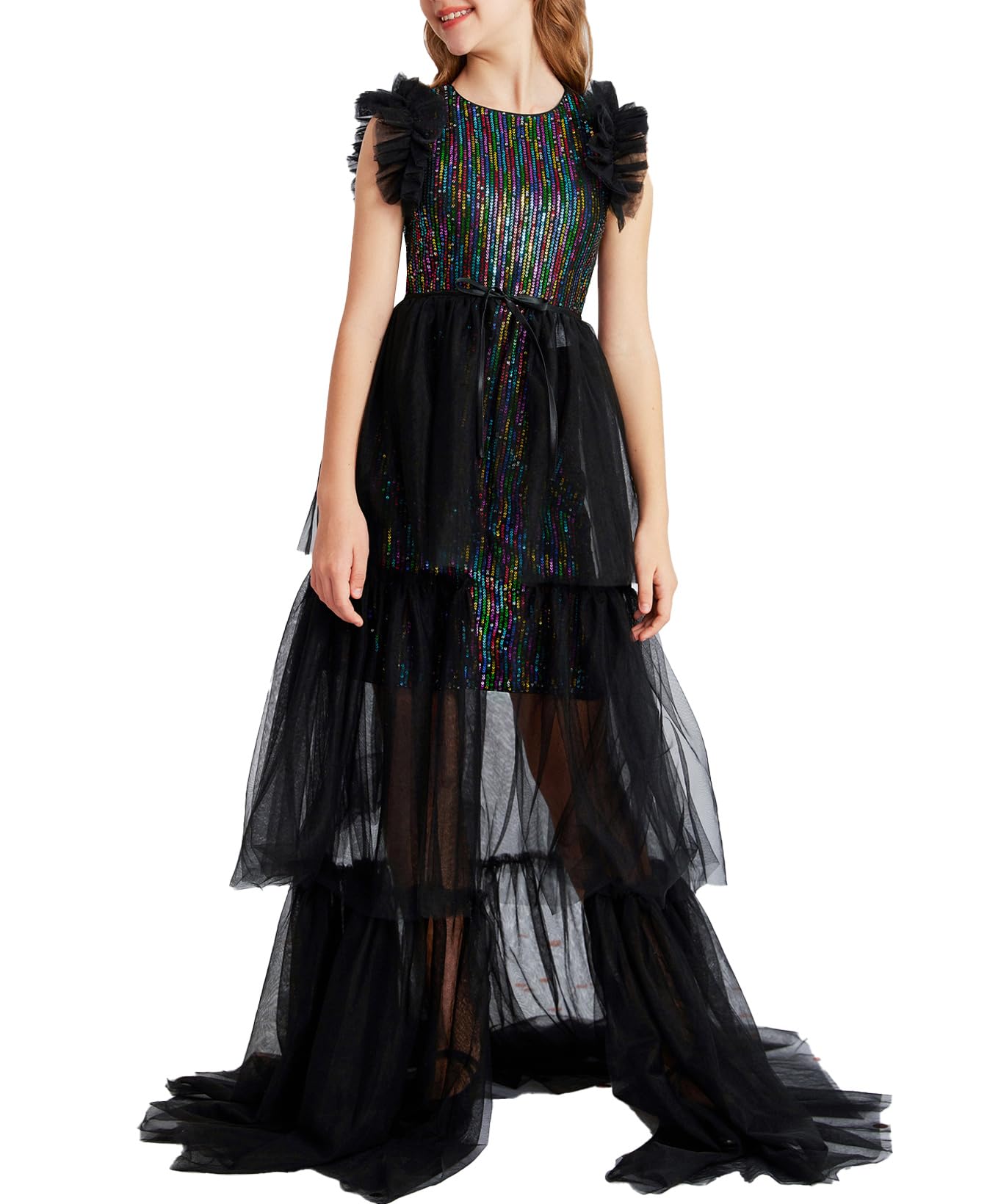 GRACE KARIN Girls Dresses Sequin Party Formal Pageant Dress Tween Girl Birthday Tulle Prom Princess Maxi Dress Size 5-14