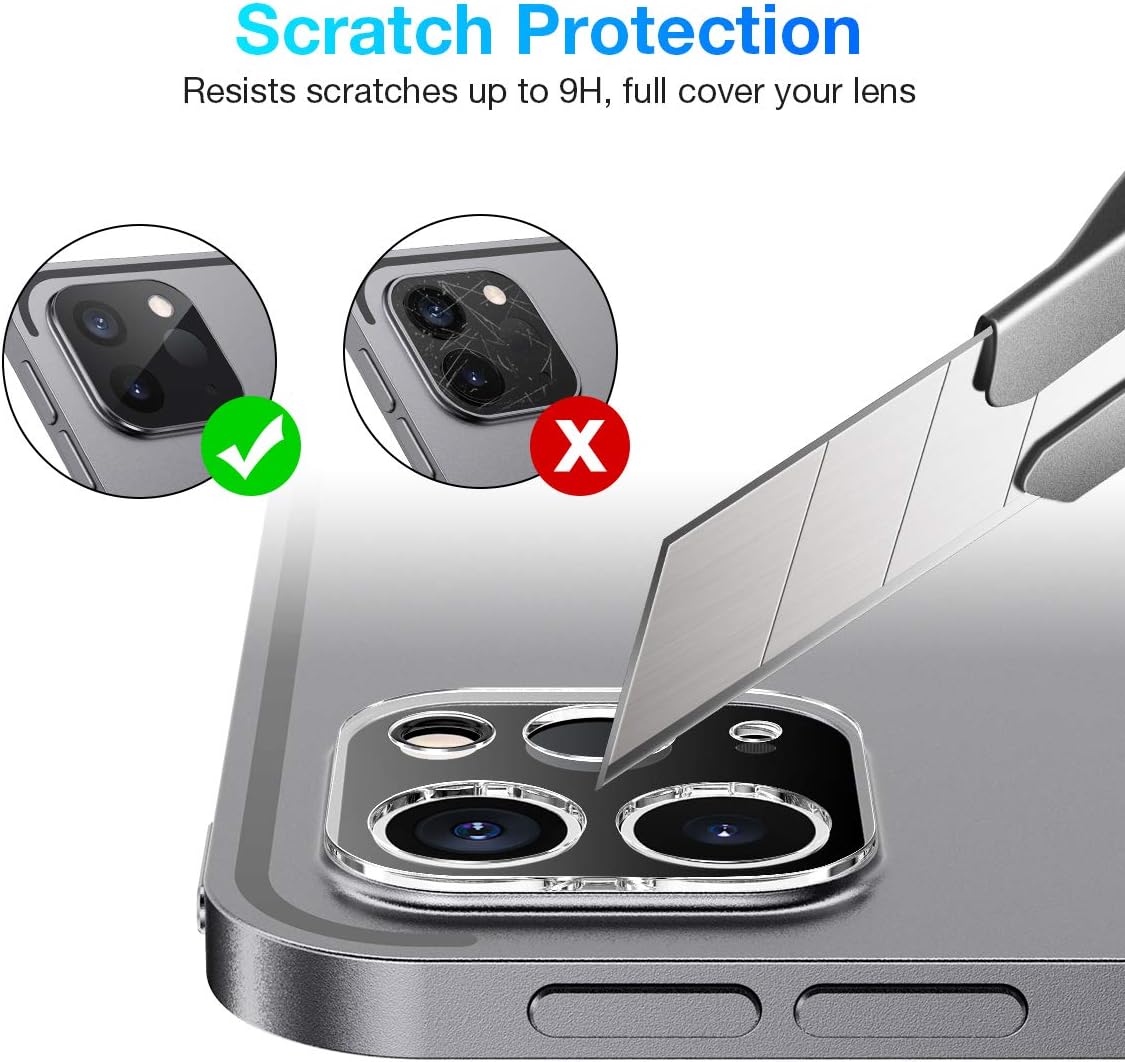 [3 Pack] Tensea for iPad Pro 12.9 11 2020 & 2021 Camera Lens Screen Protector, Anti-Overexposure Design, Tempered Glass iPad Pro 12.9 11 inch Screen Protector for Camera Lens, HD Clear, 3 Pack