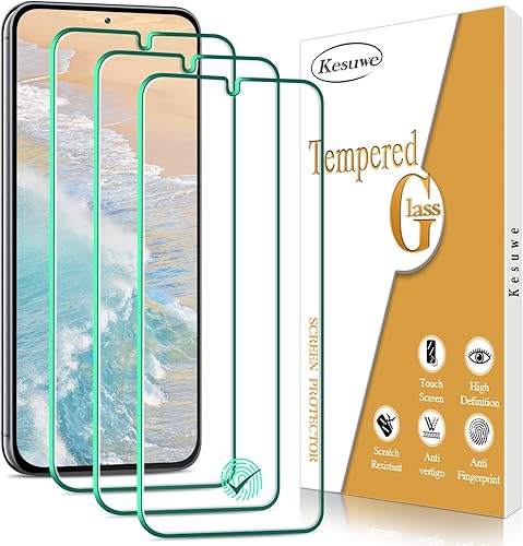 Kesuwe Paquete de 3 protectores de pantalla para Samsung Galaxy S23 Plus 5G, vidrio templado, antiarañazos, transparente HD, dureza 9H, ultra
