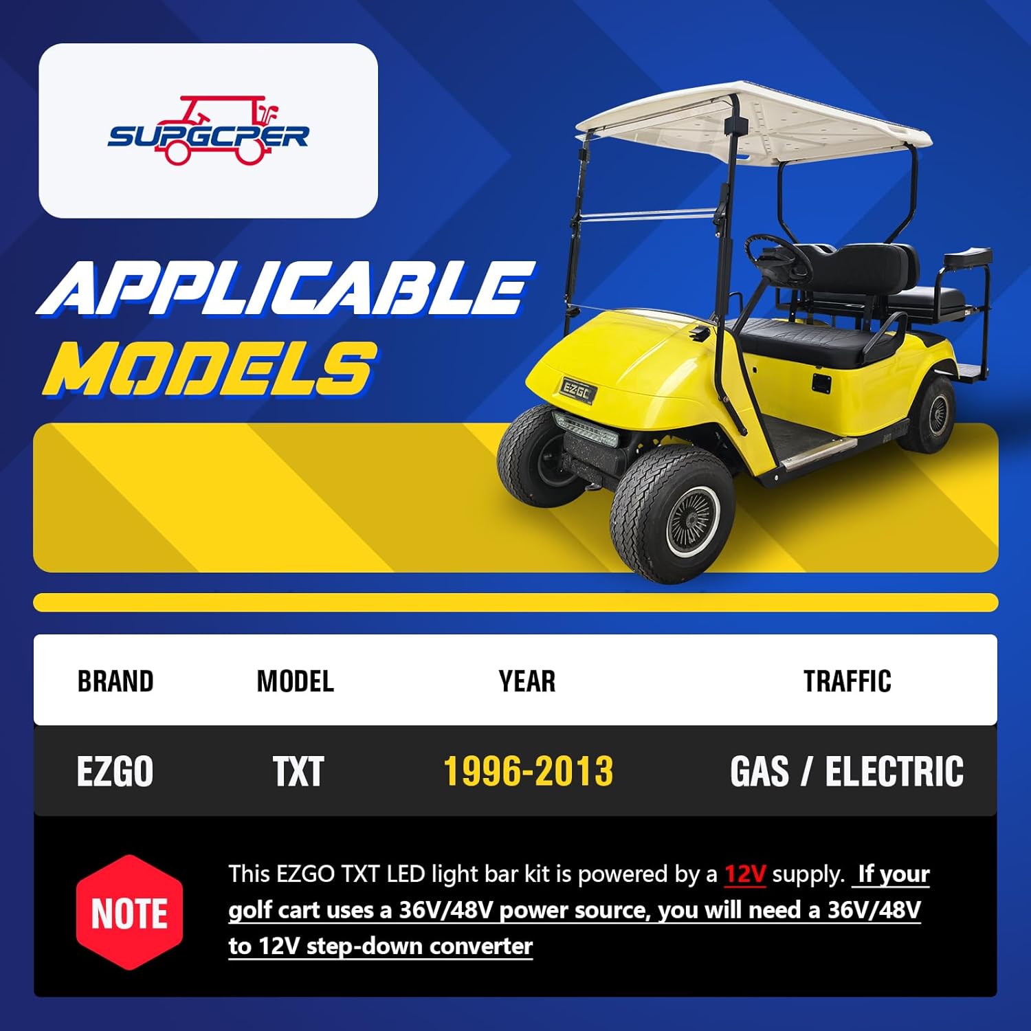 EZGO LED Headlight Taillight Kit for TXT 1996-2013 Carts, 12V Golf Cart LED Light Bar Kit with Wiring Harness Switch, High-Brightness Street Legal Light Kit