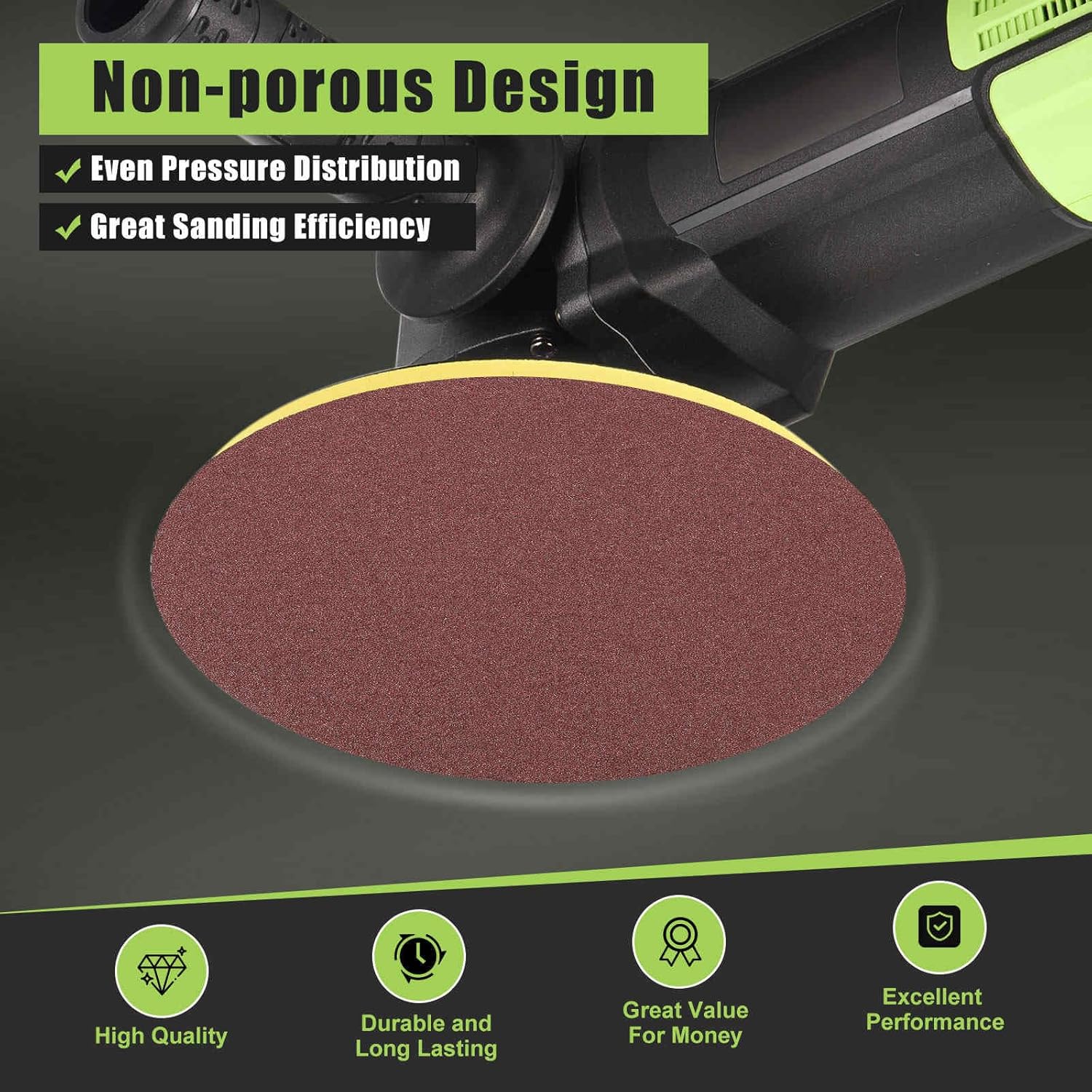 DTGN 5 Inch 60/80/100/120/150/180/240/320/400/600 Grit Hook and Loop Sanding Disc - 150 Pcs - Great for Wood Metal Stone Walls - Aluminum Oxide Orbital Sander Pads, Red