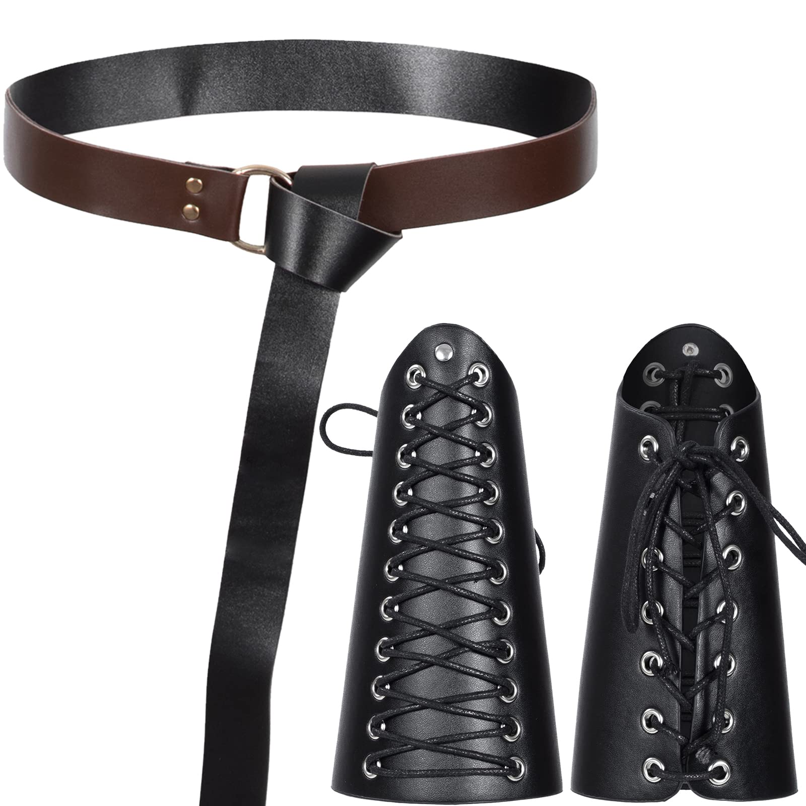 Medieval Knight Leather Belt Shawl Men Renaissance Half Shoulder Cape Scarf Buckle Bracers Retro Accessories(Type9)