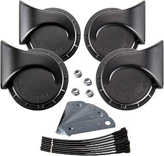 FARBIN 4pcs Loud Train Horn for Truck Car, Super Loud Car Horns 12v Waterproof Auto Horns, Electric 12V High and Low Tone Horn Raging Sound (Two pairs of horn, 12v)