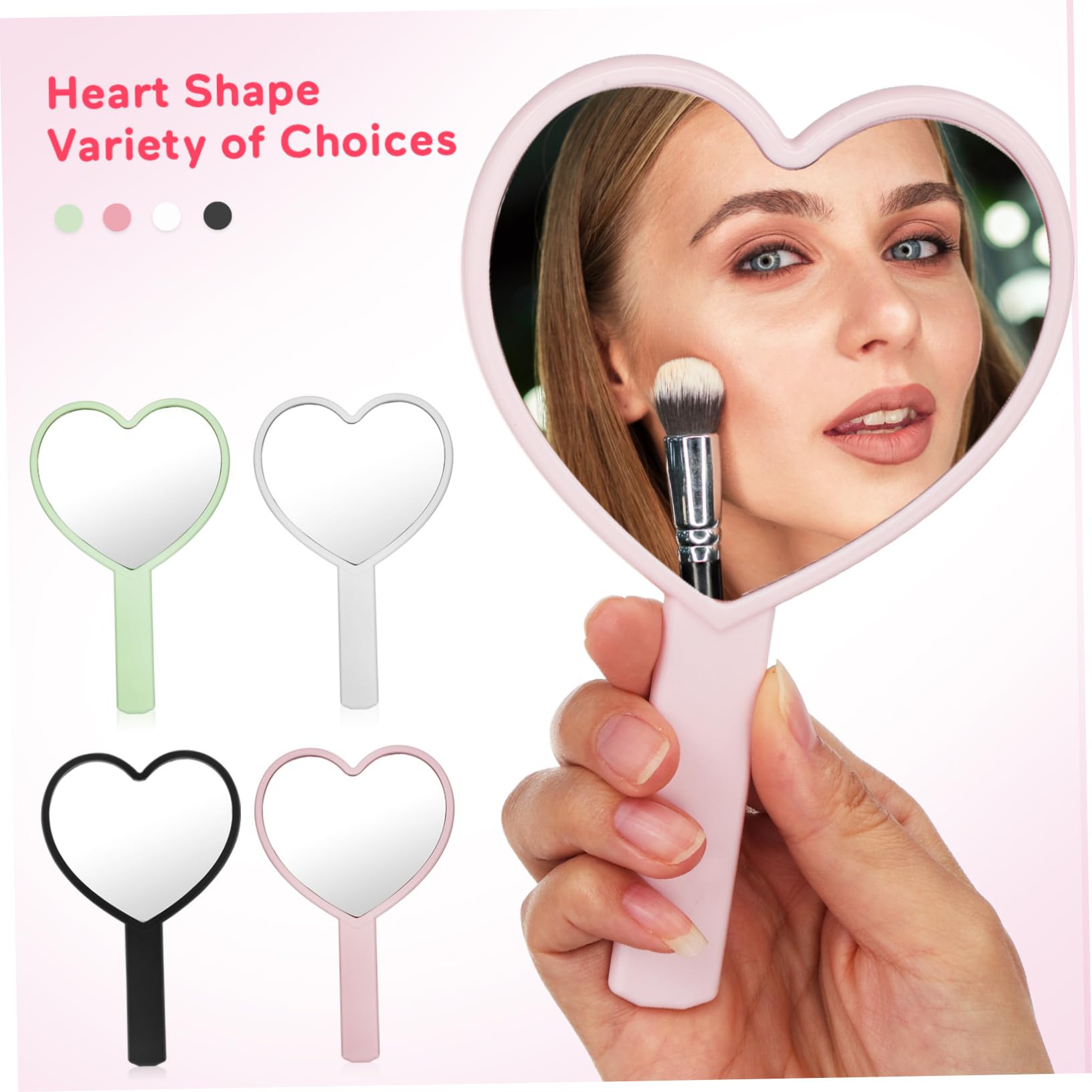 Healeved 12 Stück Kompakte Herzförmige Hand Schminkspiegel aus Kunststoff Tragbarer Schminkspiegel für Make Up und Kosmetik Widerstandsfähig und Praktisch