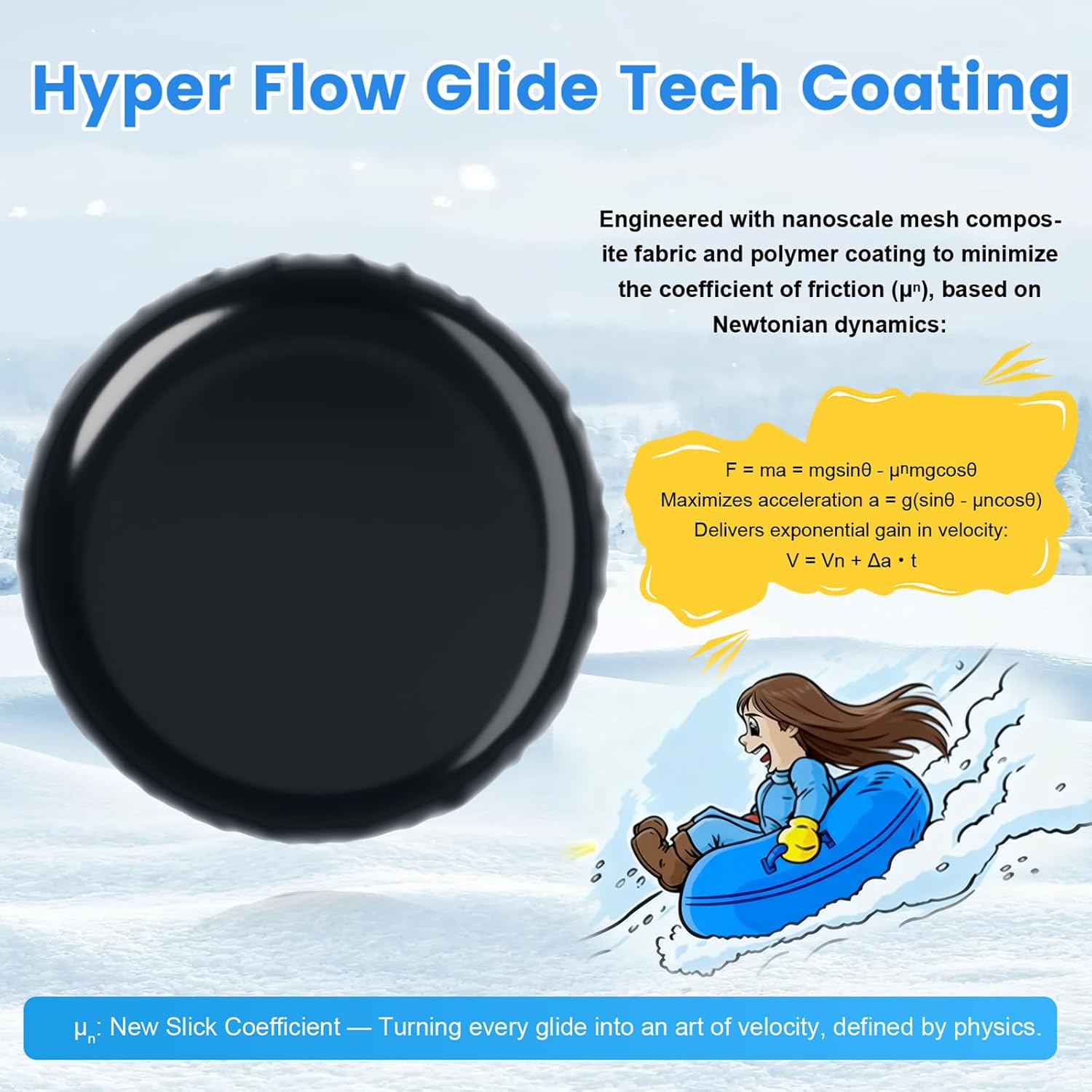 Snow Tubes for Sledding Heavy Duty,42" Inflatable Snow Tube with 4 Handles,Snow Sled for Kids & Adults,Heavy Duty Snow Tube for Kids