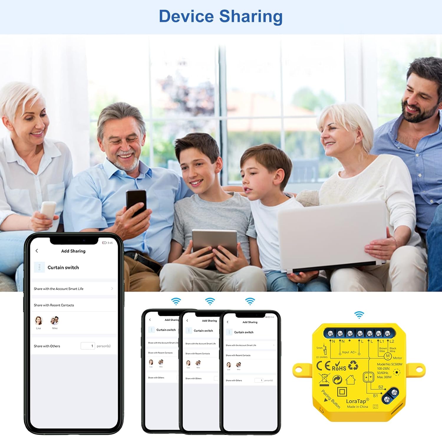 Sharing LoraTap device control with family members