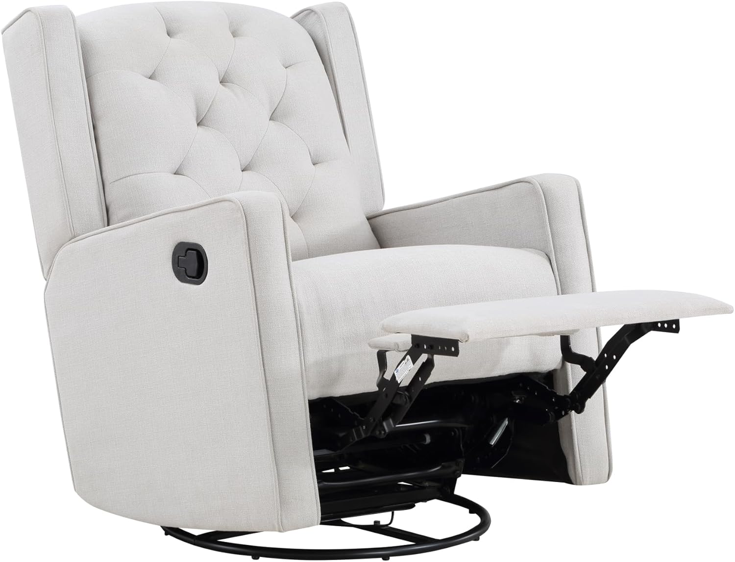 Tufted Swivel Glider Recliner in Light Gray Fabric