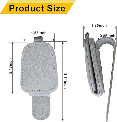 Miniatura 7 de Yuoyar Soporte para lentes de sol para vehículo, soporte de lentes de sol de cuero magnético y clip para tarjeta y boleta, accesorios para visera