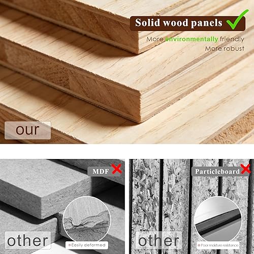 Miniatura 2 de Soporte flotante de madera maciza para TV con iluminación LED y toma de corriente, centro de entretenimiento de alto brillo de 71 pulgadas montado