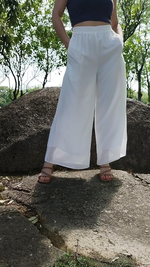 Pantalones Palazzo De Pierna Ancha Para Mujer Con Bolsillos, Cintura Alta, De Gasa, Vaporosos, Para Playa, Pantalones Bohemios, De Verano, Con Volantes, Suaves, Para Descansar
