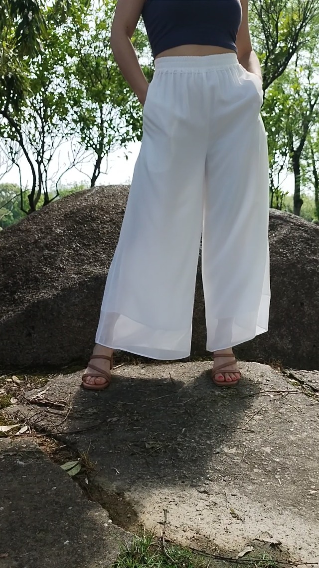 Snovoer Pantaloni estivi da donna con spacco in lino, da donna, estivi, 7/8, da donna, estivi