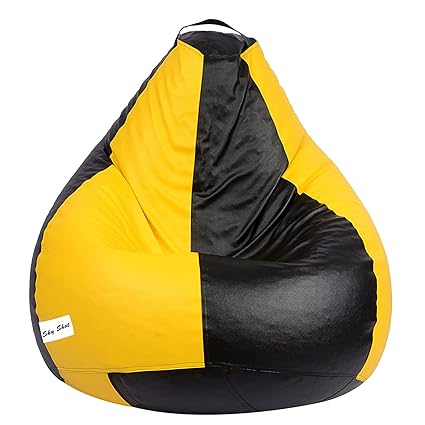 Skyshot Classic Bean Bag Cover Without Beans (XXL, Black & Yellow)