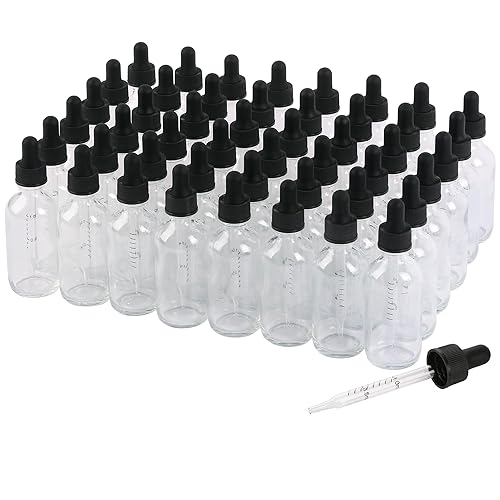 NOOEEISS 48 Pack, 2oz Glass Dropper Bottle, Preety Texture Tincture