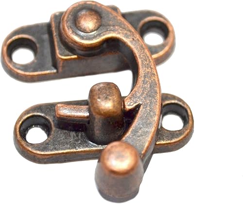 5 piezas de cierre de gancho vintage de cobre rojo con cierre de bloqueo de oscilación decorativo antiguo a la derecha, cierre de palanca con