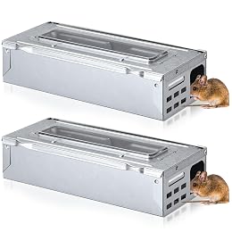 Qualirey 6 Pack Multi Catch Mice Trap Clear Top Humanized Mouse Trap Rodent for Indoor Outdoor Rat Control Pet and Security (4.5 Inch,Silver)