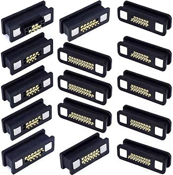1Pair 6P/7P/8P/9P/10P/11P/12P/13P/14P/15P/16P/17P/18P/19P/20P Magnetic Pogo Pin Connector,DC Power Male+Female Socket Charge Spring Loaded Magnet Pogo Pin Connector DC Power Charging Connector 15Pin