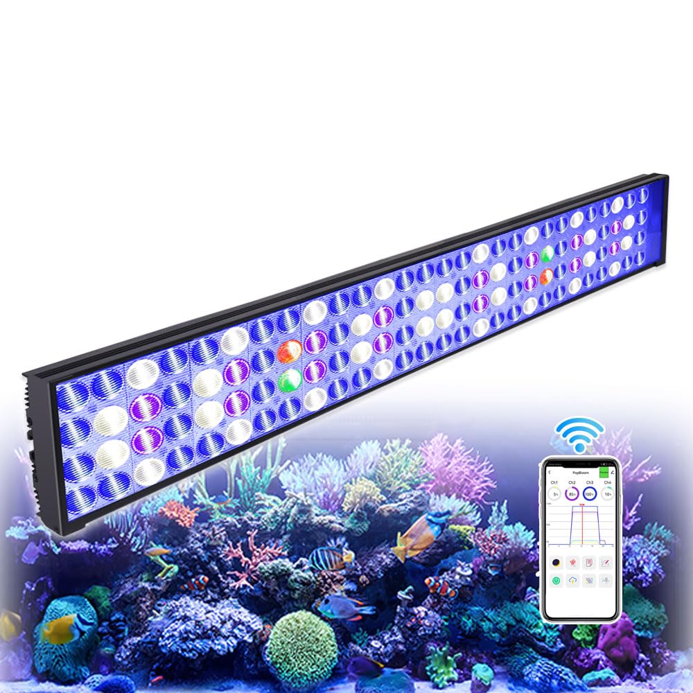 PopBloom Hertz75 WiFi LED Marine Aquarium Lights Full Spectrum for Reef Coral Aquarium Marine Fish Tank 36inch 3FT 90cm Saltwater Aquarium Coral Reef (for 90-110cm Tank)